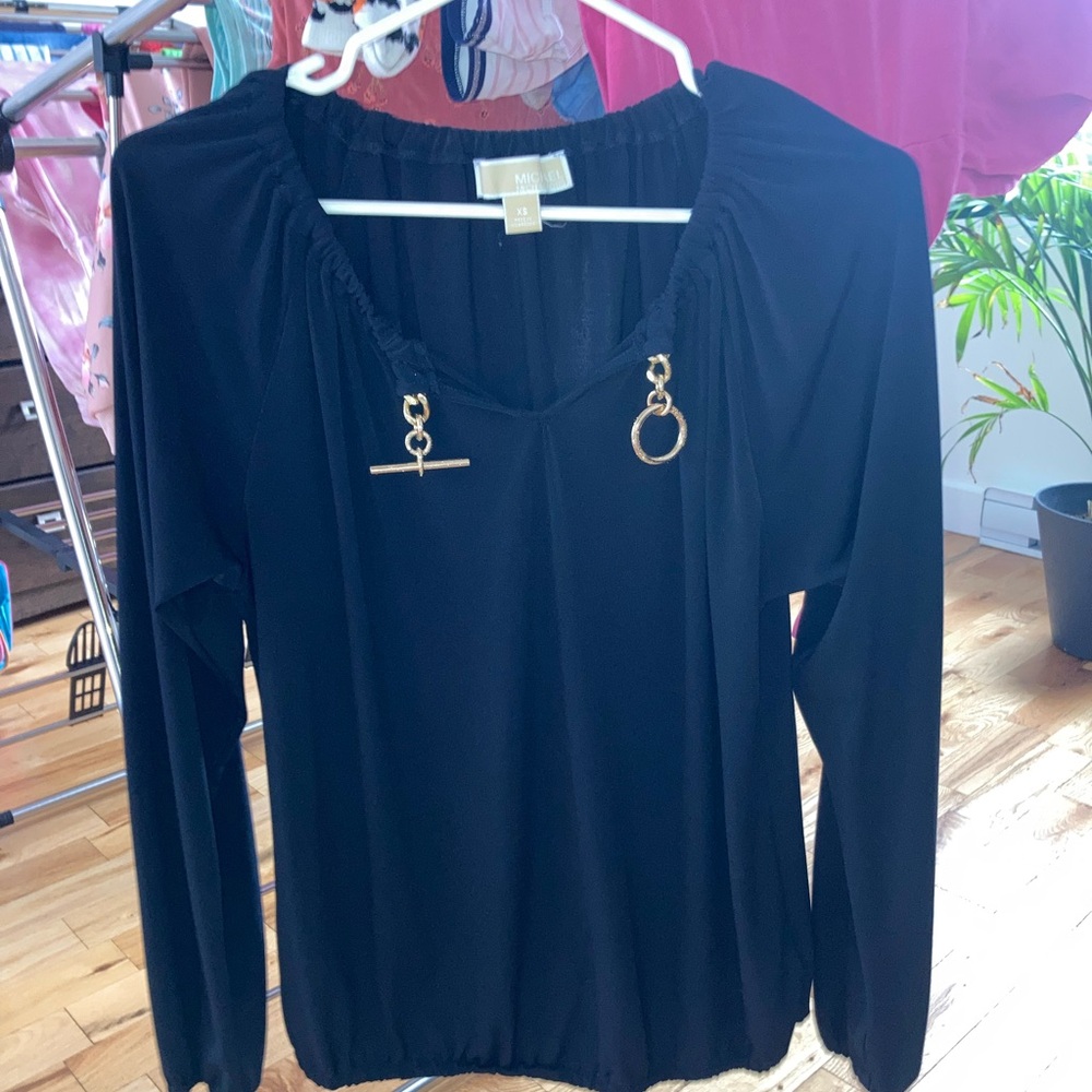 Blue Michael Kors Long Sleeve Top